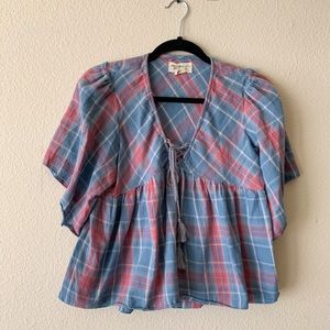 Denim & Supply Ralph Lauren Plaid Baby Doll Top